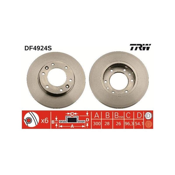 Bromsskiva Ventilerad, Framaxel Trw DF4924S TRW