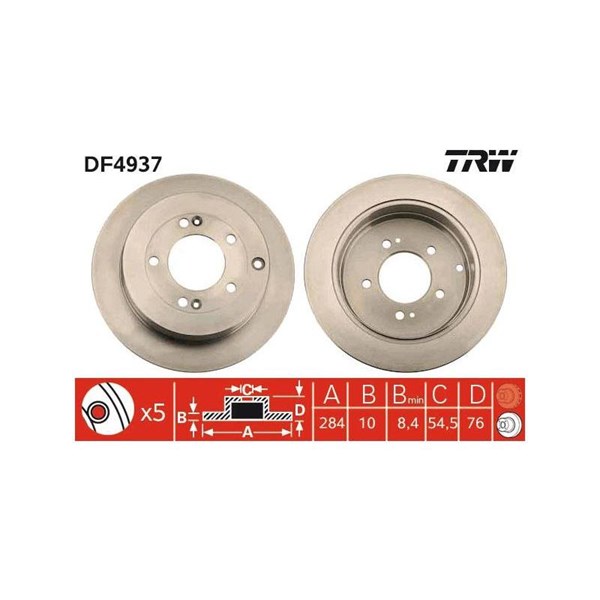 Bromsskiva Solid, Bakaxel Trw DF4937 TRW