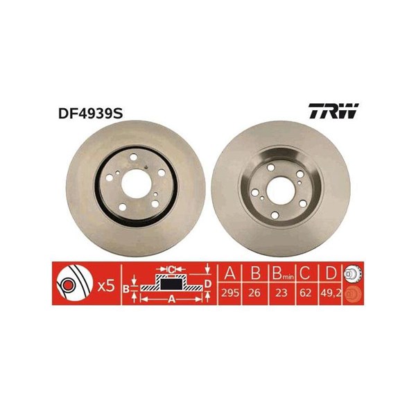 Bromsskiva Ventilerad, Framaxel Trw DF4939S TRW Bromsskiva Ventilerad, Framaxel Trw DF4939S TRW