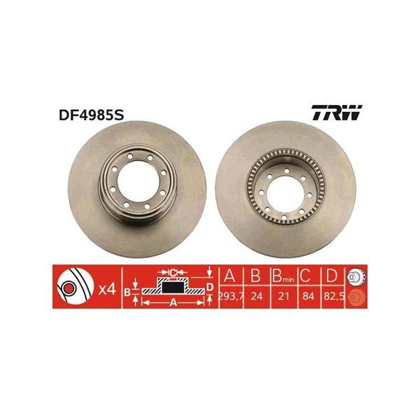 Bromsskiva Ventilerad, Bakaxel Trw DF4985S TRW