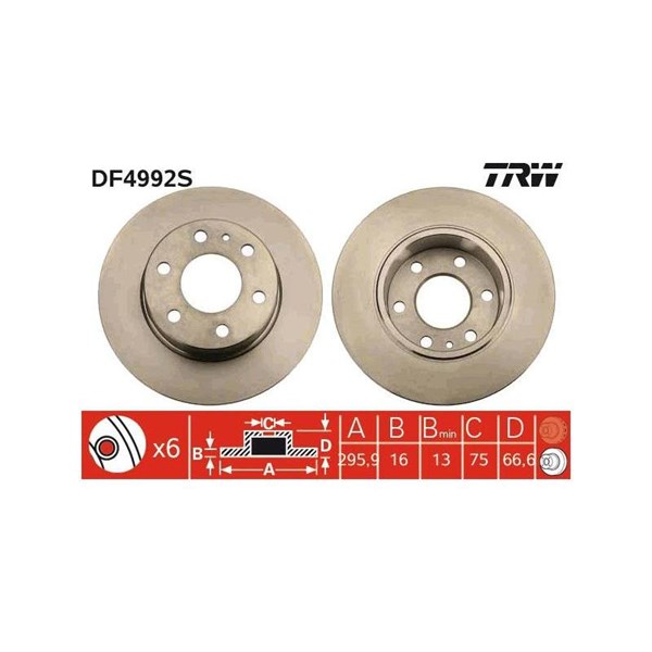 Bromsskiva Solid, Bakaxel Trw DF4992S TRW