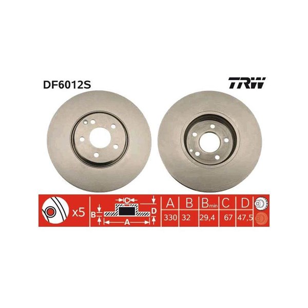 Bromsskiva Ventilerad, Framaxel Trw DF6012S TRW
