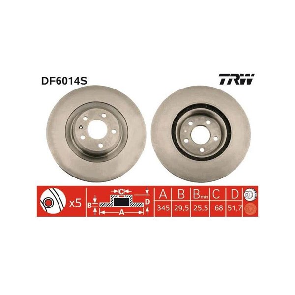 Bromsskiva Ventilerad, Framaxel Trw DF6014S TRW