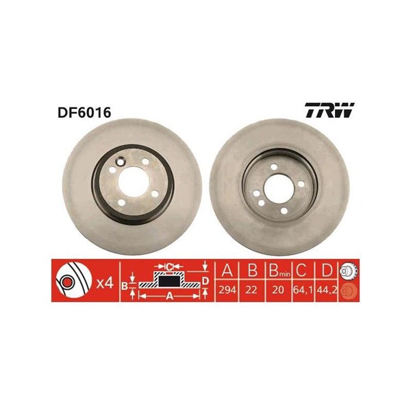 Bromsskiva Ventilerad, Framaxel Trw DF6016 TRW Bromsskiva Ventilerad, Framaxel Trw DF6016 TRW