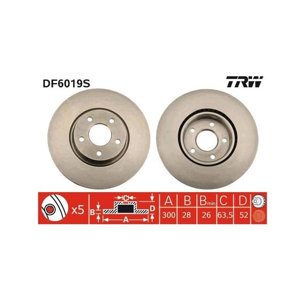 Bromsskiva Ventilerad, Framaxel Trw DF6019S TRW Bromsskiva Ventilerad, Framaxel Trw DF6019S TRW
