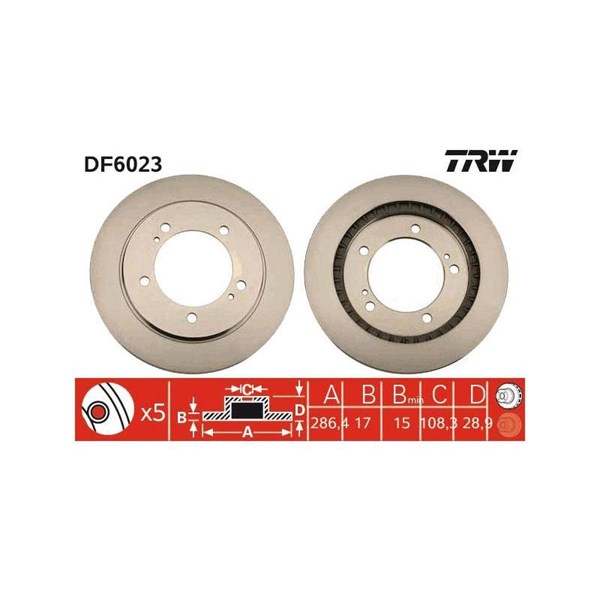 Bromsskiva Ventilerad, Framaxel Trw DF6023 TRW