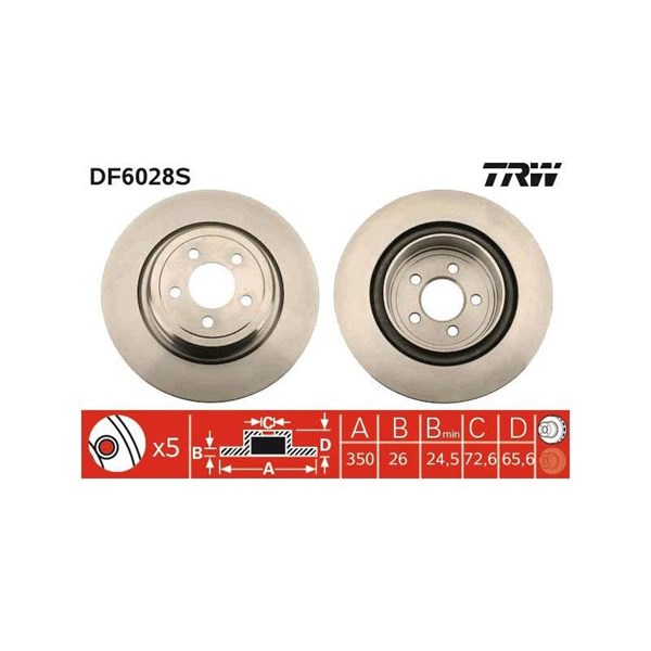 Bromsskiva Ventilerad, Bakaxel Trw DF6028S TRW Bromsskiva Ventilerad, Bakaxel Trw DF6028S TRW