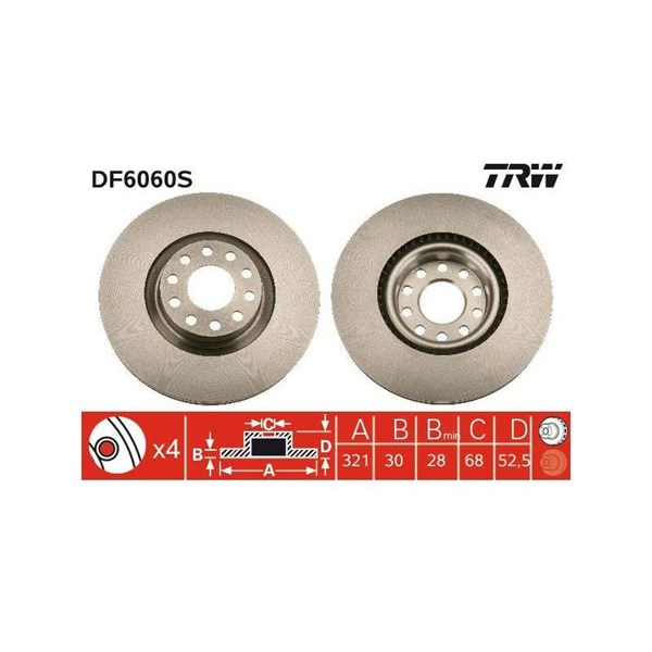 Bromsskiva Ventilerad, Framaxel Trw DF6060S TRW