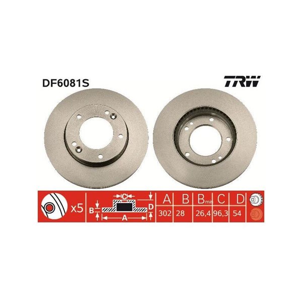 Bromsskiva Ventilerad, Framaxel Trw DF6081S TRW