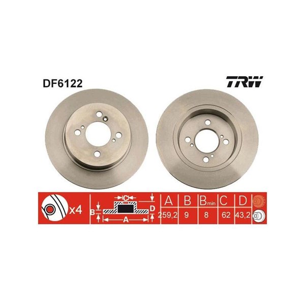 Bromsskiva Solid, Bakaxel Trw DF6122 TRW