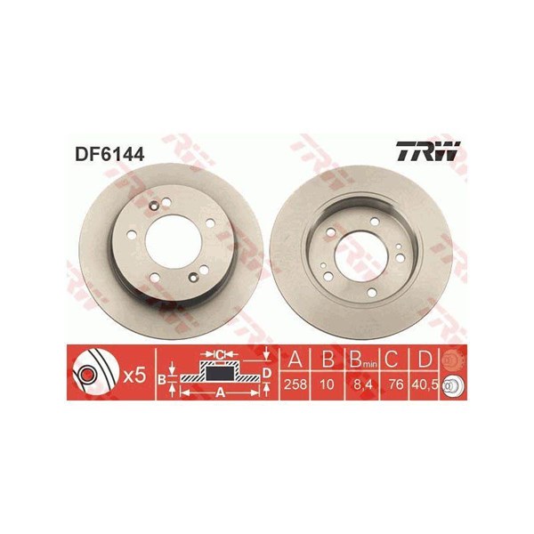 Bromsskiva Solid, Bakaxel Trw DF6144 TRW