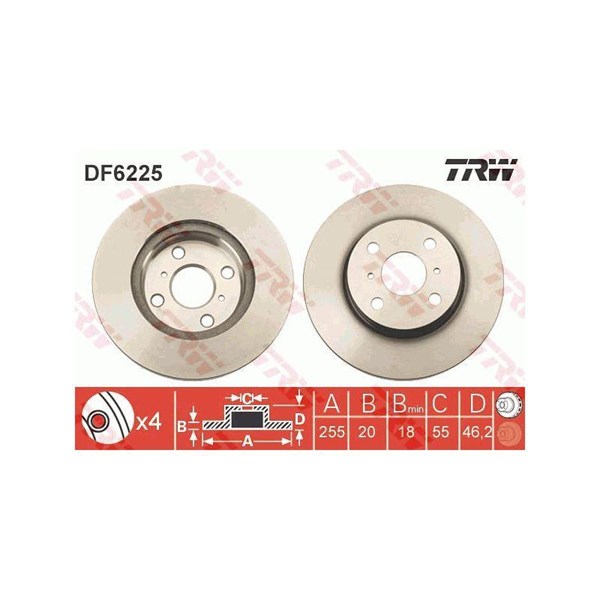 Bromsskiva Ventilerad, Framaxel Trw DF6225 TRW