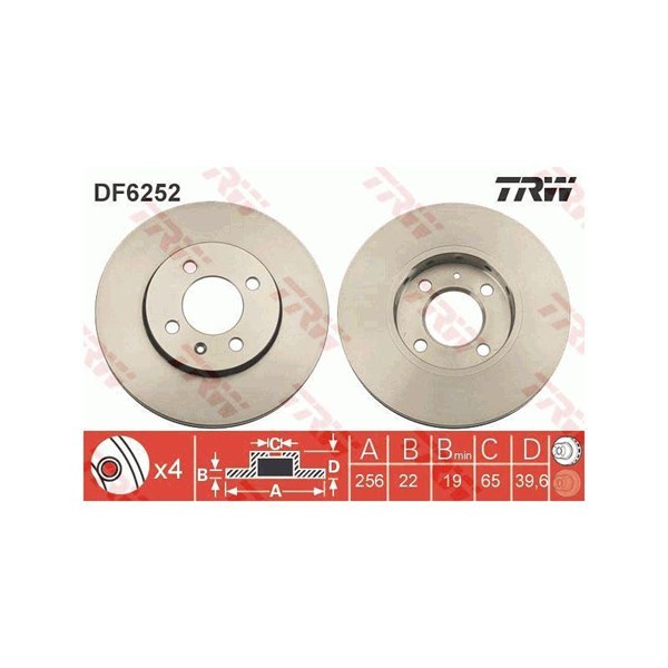Bromsskiva Ventilerad, Framaxel Trw DF6252 TRW