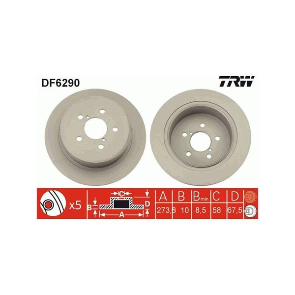 Bromsskiva Solid, Bakaxel Trw DF6290 TRW
