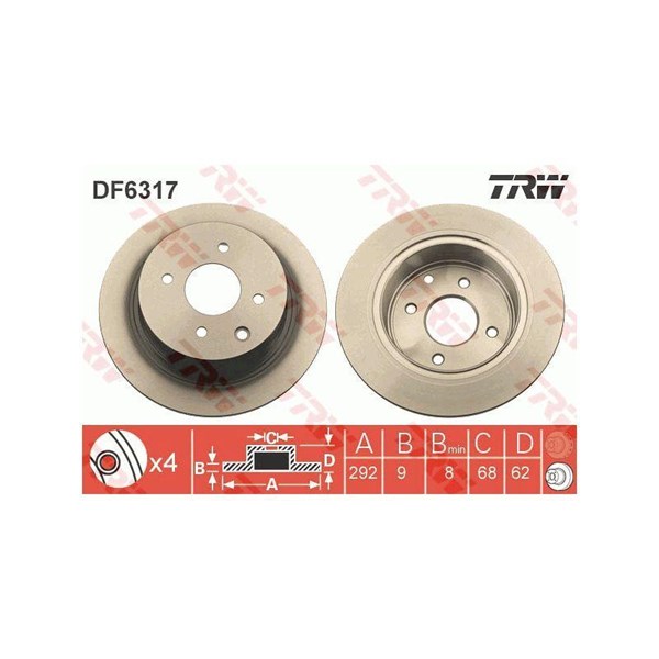 Bromsskiva Solid, Bakaxel Trw DF6317 TRW