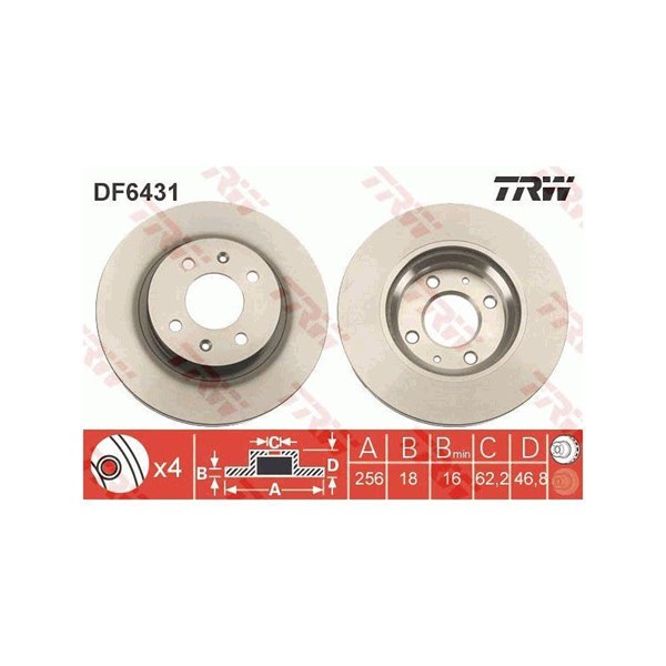 Bromsskiva Ventilerad, Framaxel Trw DF6431 TRW Bromsskiva Ventilerad, Framaxel Trw DF6431 TRW