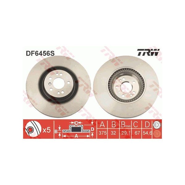 Bromsskiva Ventilerad, Framaxel Trw DF6456S TRW