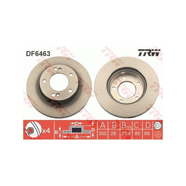 Bromsskiva Ventilerad, Framaxel Trw DF6463 TRW