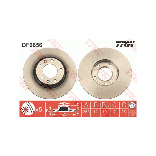 Bromsskiva Solid, Bakaxel Trw DF6656 TRW