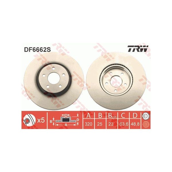 Bromsskiva Ventilerad, Framaxel Trw DF6662S TRW
