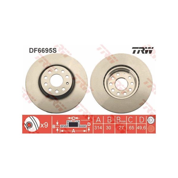 Bromsskiva Ventilerad, Framaxel Trw DF6695S TRW