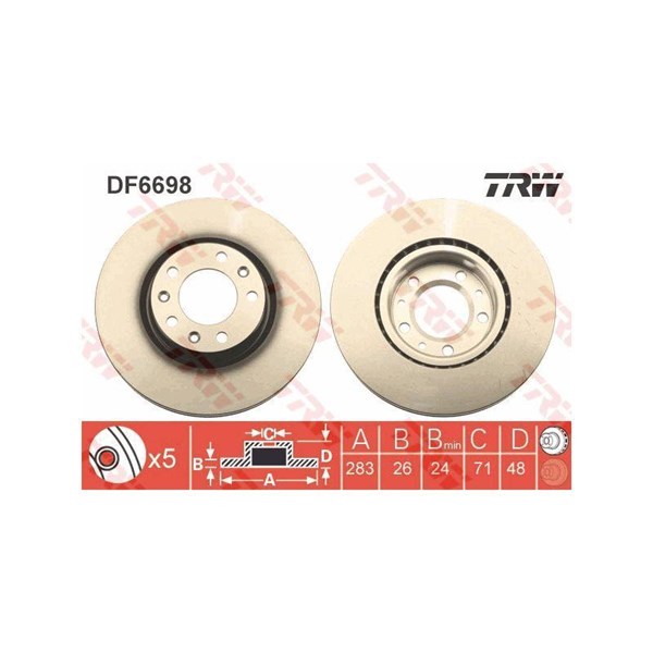Bromsskiva Ventilerad, Framaxel Trw DF6698 TRW