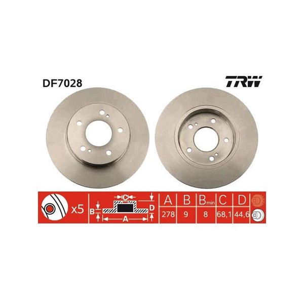 Bromsskiva Solid, Bakaxel Trw DF7028 TRW