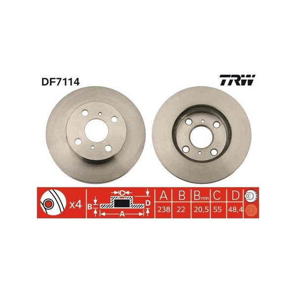Bromsskiva Ventilerad, Framaxel Trw DF7114 TRW Bromsskiva Ventilerad, Framaxel Trw DF7114 TRW