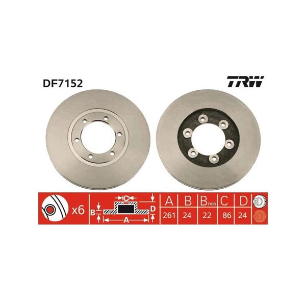 Bromsskiva Ventilerad, Framaxel Trw DF7152 TRW Bromsskiva Ventilerad, Framaxel Trw DF7152 TRW