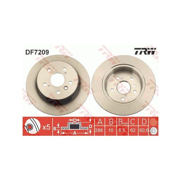 Bromsskiva Solid, Bakaxel Trw DF7209 TRW