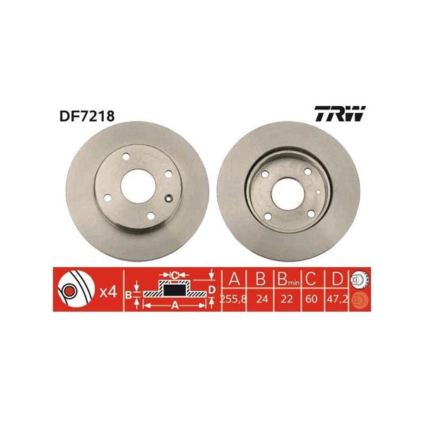 Bromsskiva Ventilerad, Framaxel Trw DF7218 TRW