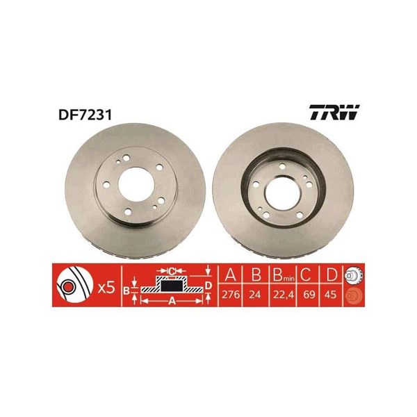 Bromsskiva Ventilerad, Framaxel Trw DF7231 TRW Bromsskiva Ventilerad, Framaxel Trw DF7231 TRW