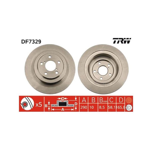 Bromsskiva Solid, Bakaxel Trw DF7329 TRW Bromsskiva Solid, Bakaxel Trw DF7329 TRW