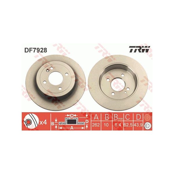 Bromsskiva Solid, Bakaxel Trw DF7928 TRW