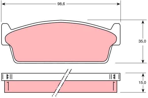 Bromsbeläggsats, Bakaxel Trw GDB1021 TRW