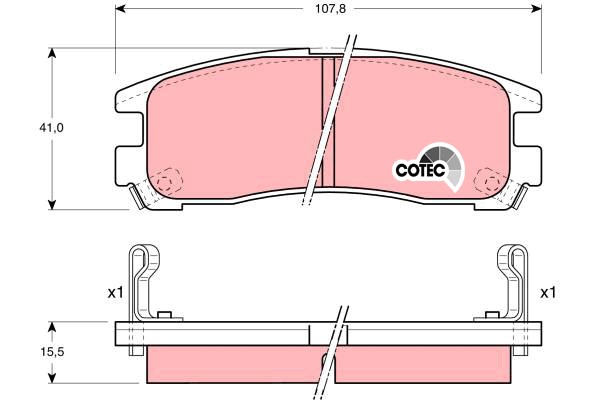 Bromsbeläggsats, Bakaxel Trw Cotec GDB1023 TRW