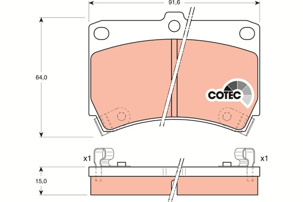 Bromsbeläggsats, Framaxel Trw Cotec GDB1024 TRW