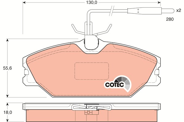 Bromsbeläggsats, Framaxel Trw Cotec GDB1030 TRW