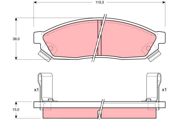 Bromsbeläggsats, Framaxel Trw GDB1038 TRW