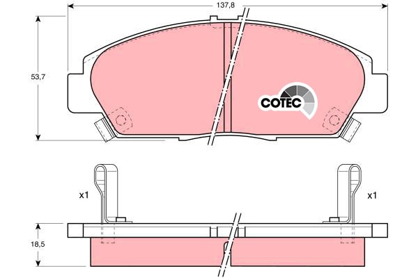 Bromsbeläggsats, Framaxel Trw Cotec GDB1061 TRW