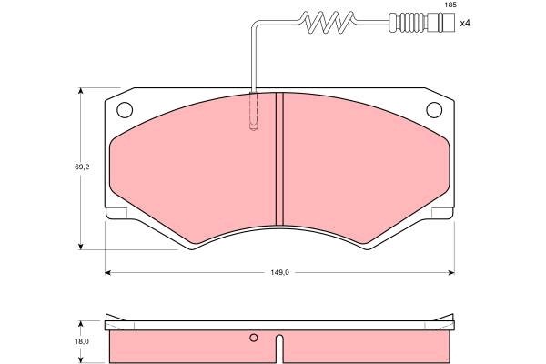 Bromsbeläggsats, Framaxel Trw GDB1067 TRW