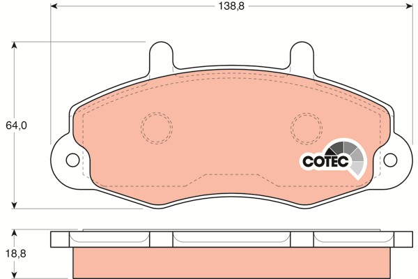 Bromsbeläggsats, Framaxel Trw Cotec GDB1084 TRW