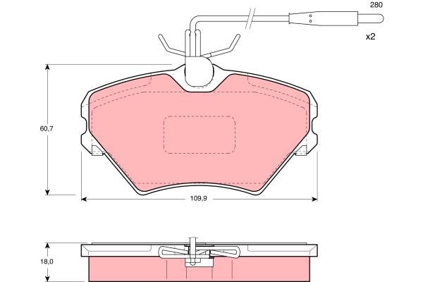 Bromsbeläggsats, Framaxel Trw GDB1087 TRW