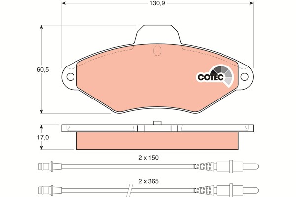 Bromsbeläggsats, Framaxel Trw Cotec GDB1101 TRW