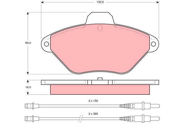 Bromsbeläggsats, Framaxel Trw GDB1102 TRW
