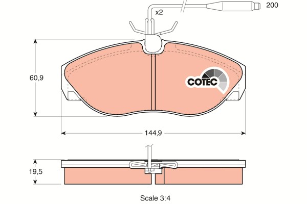 Bromsbeläggsats, Framaxel Trw Cotec GDB1105 TRW