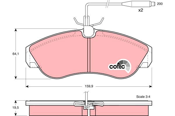 Bromsbeläggsats, Framaxel Trw Cotec GDB1106 TRW