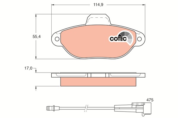Bromsbeläggsats, Framaxel Trw Cotec GDB1115 TRW