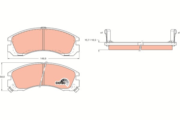 Bromsbeläggsats, Framaxel Trw Cotec GDB1126 TRW