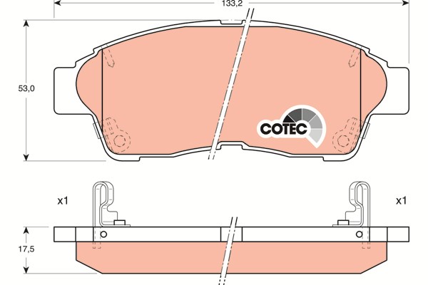 Bromsbeläggsats, Framaxel Trw Cotec GDB1143 TRW